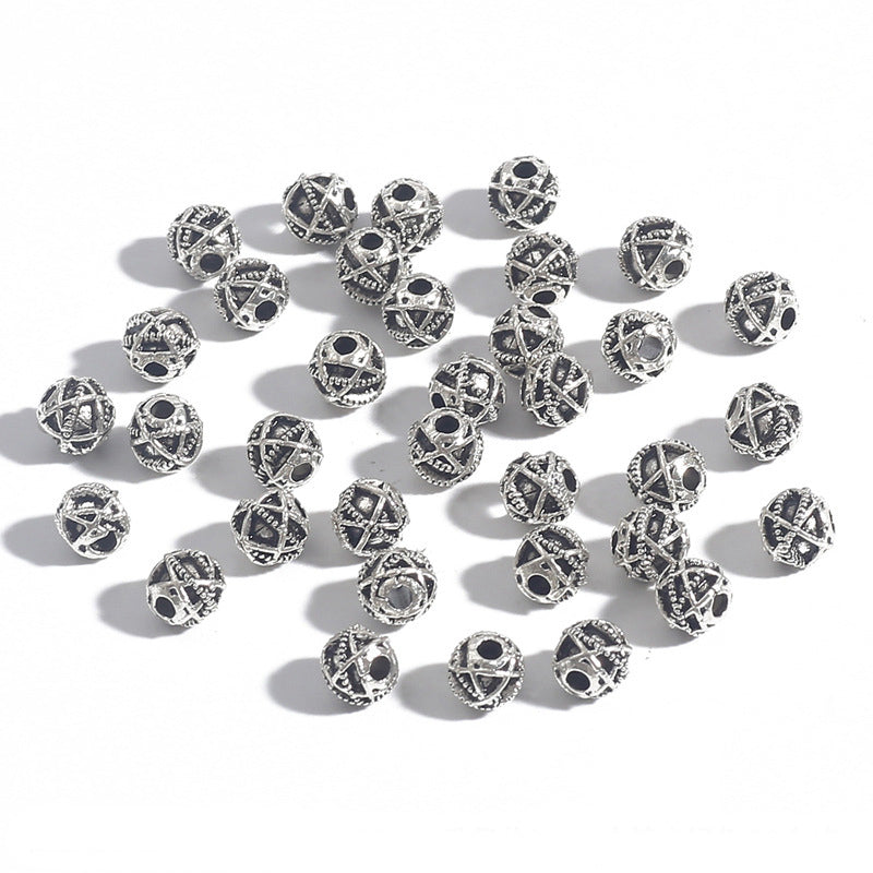 DIY Alloy Hollow Bead Components (Antique Silver Plated)