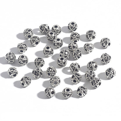 DIY Alloy Hollow Bead Components (Antique Silver Plated)