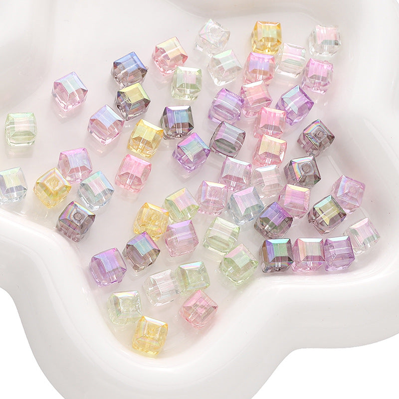 8mm beads Acrylic 3D Colorful Cube Beads