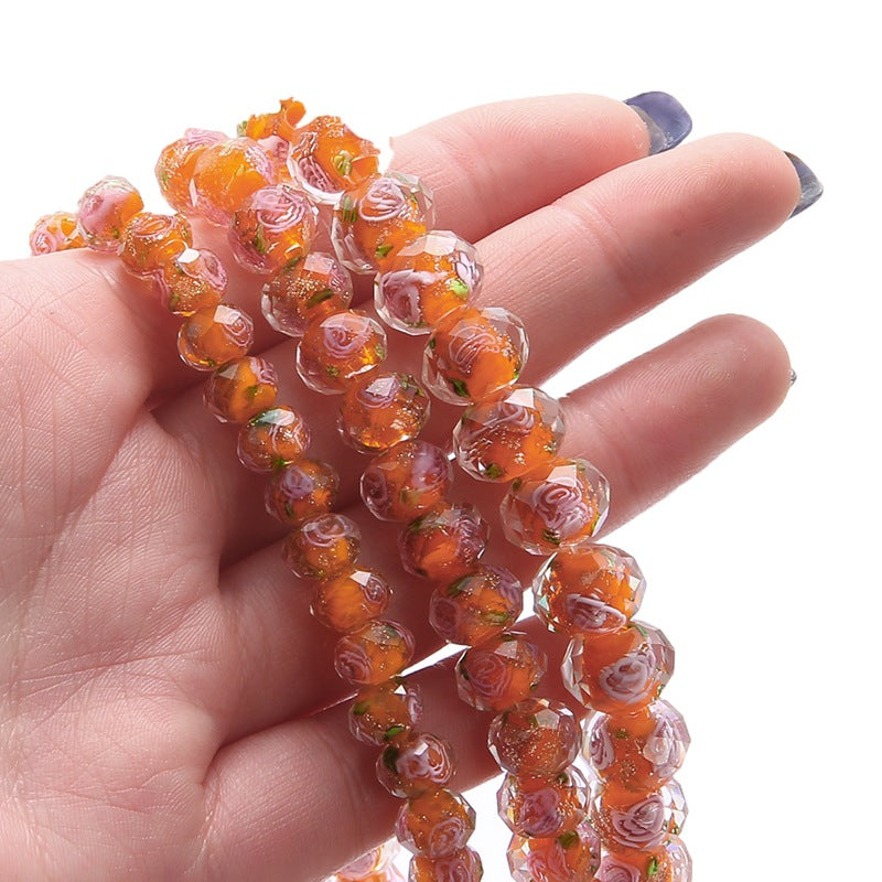 Faceted glass wheel beads