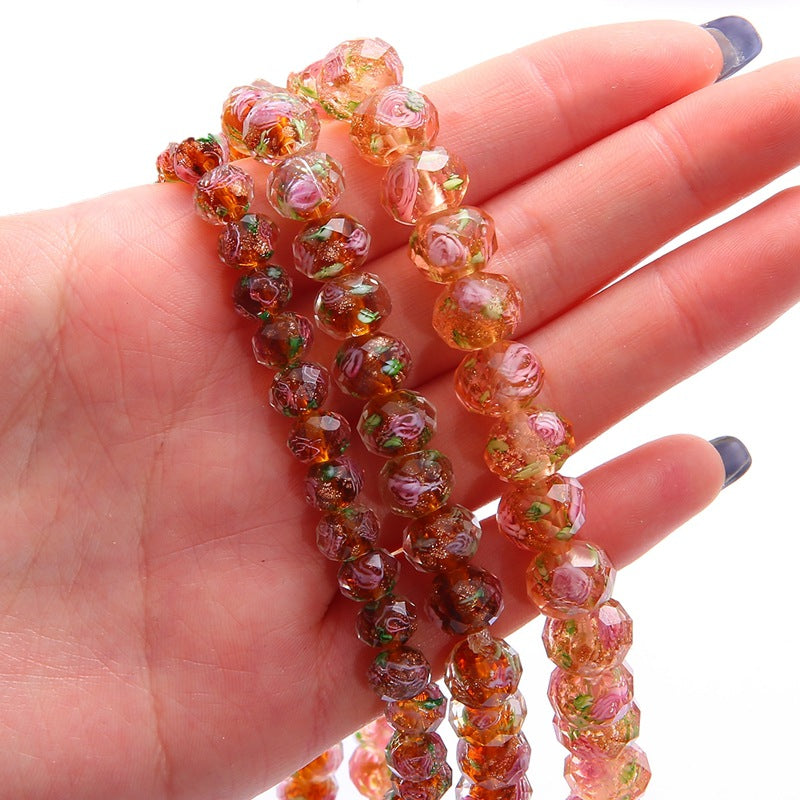Faceted glass wheel beads