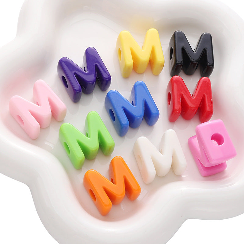 10pcs Acrylic Large Hole Alphabet Beads-M