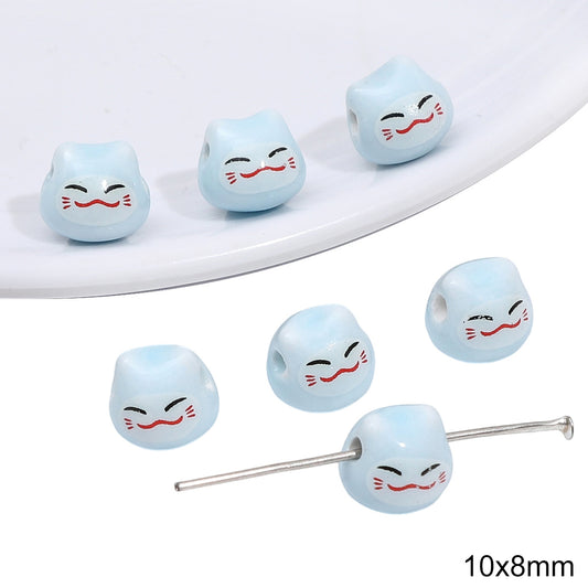 Cat Puppy Rabbit Blue Tone Beads Jewelry Making Supplies