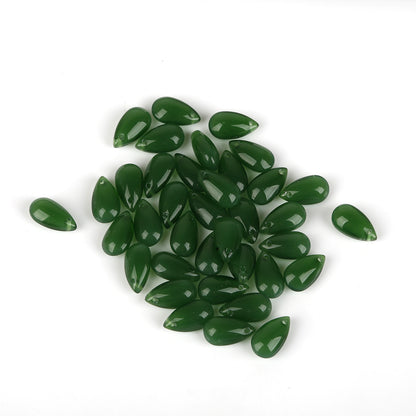 8*14mm Green Series Glass Teardrop Petal Beads Pendants