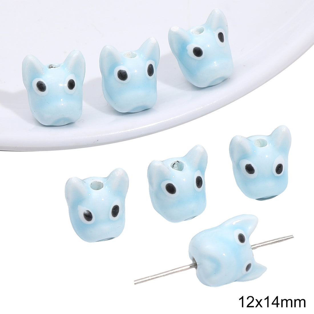 Cat Puppy Rabbit Blue Tone Beads Jewelry Making Supplies