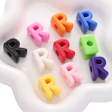 10pcs Acrylic Large Hole Alphabet Beads-R