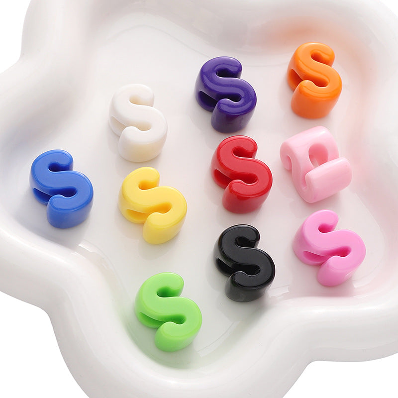10pcs Acrylic Large Hole Alphabet Beads-S