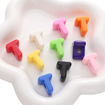 10pcs Acrylic Large Hole Alphabet Beads-T