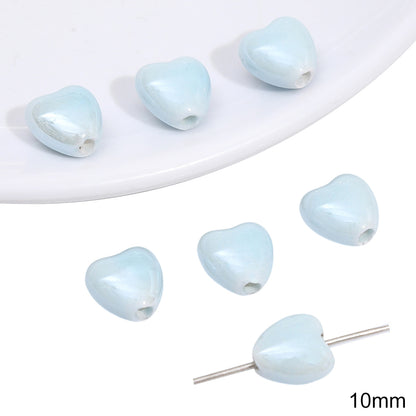 Heart Shaped Ceramic Blue Tone Beads Jewelry Making Supplies