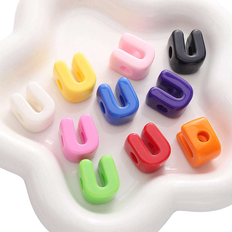 10pcs Acrylic Large Hole Alphabet Beads-U