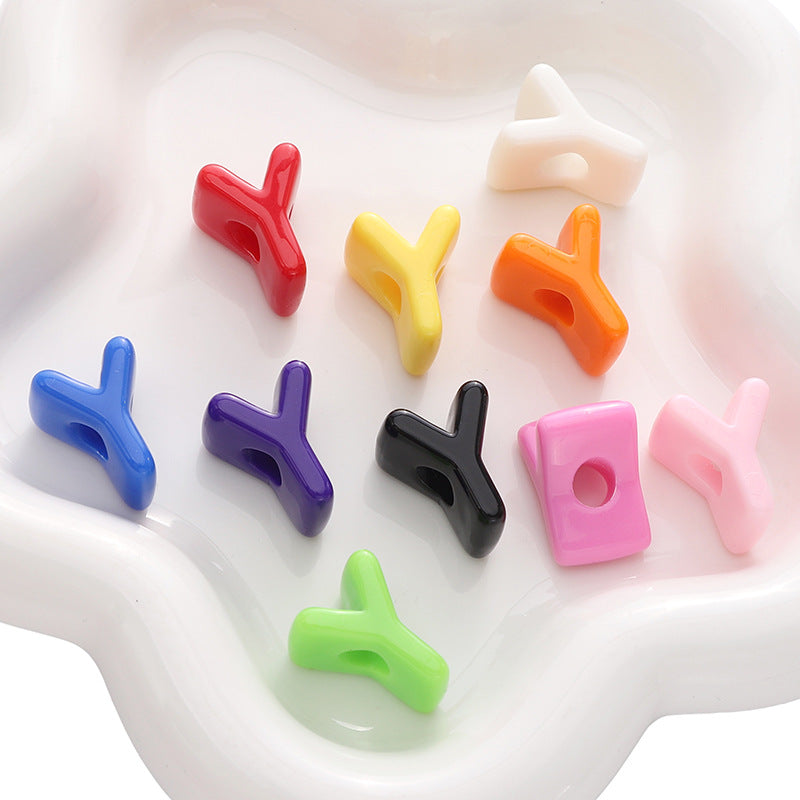 10pcs Acrylic Large Hole Alphabet Beads-Y
