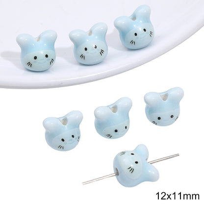Cat Puppy Rabbit Blue Tone Beads Jewelry Making Supplies