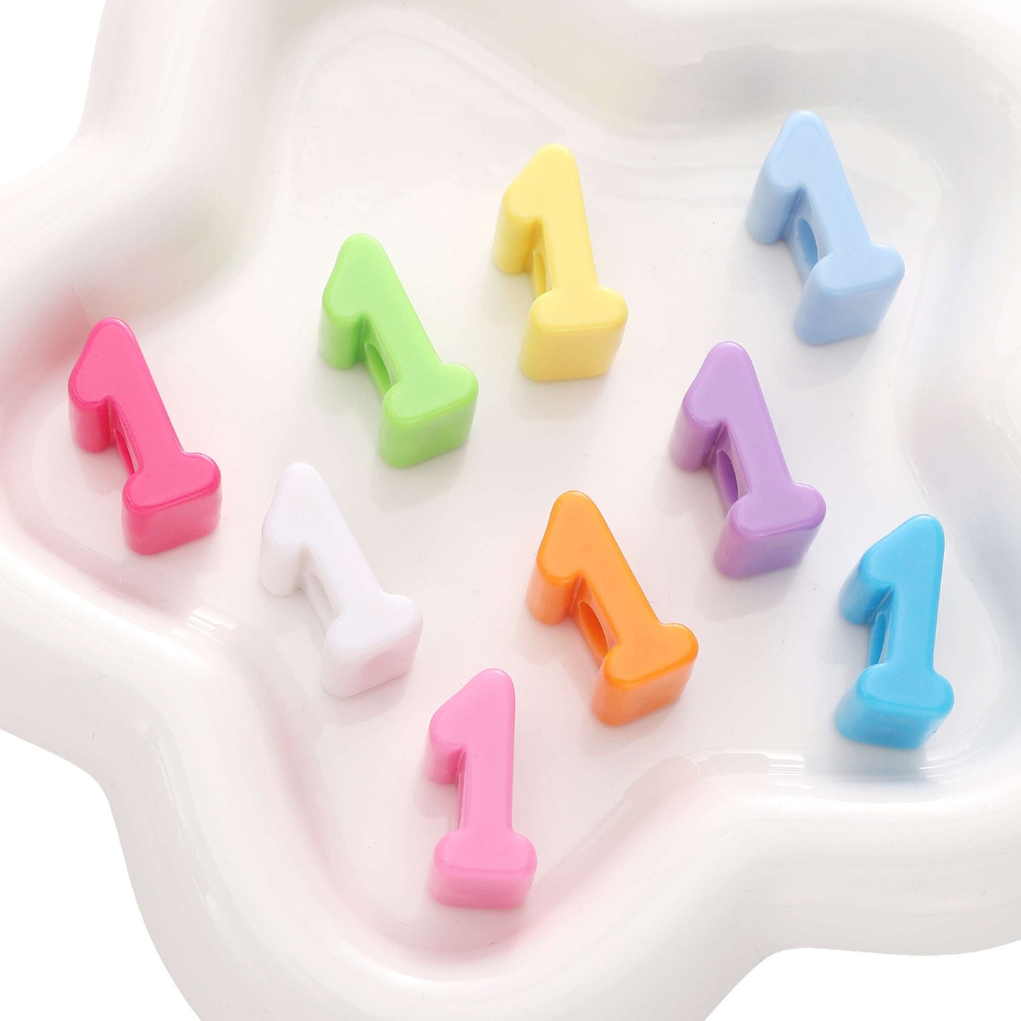 10pcs acrylic large hole Arabic numeral beads - 0 to 9