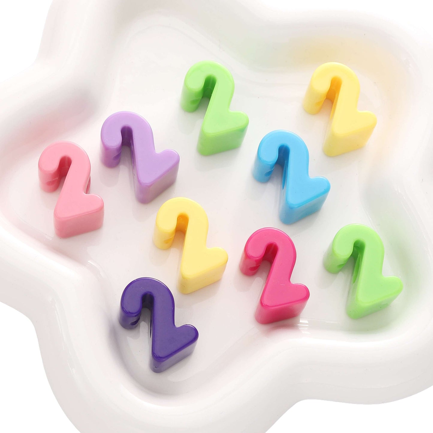10pcs acrylic large hole Arabic numeral beads - 0 to 9