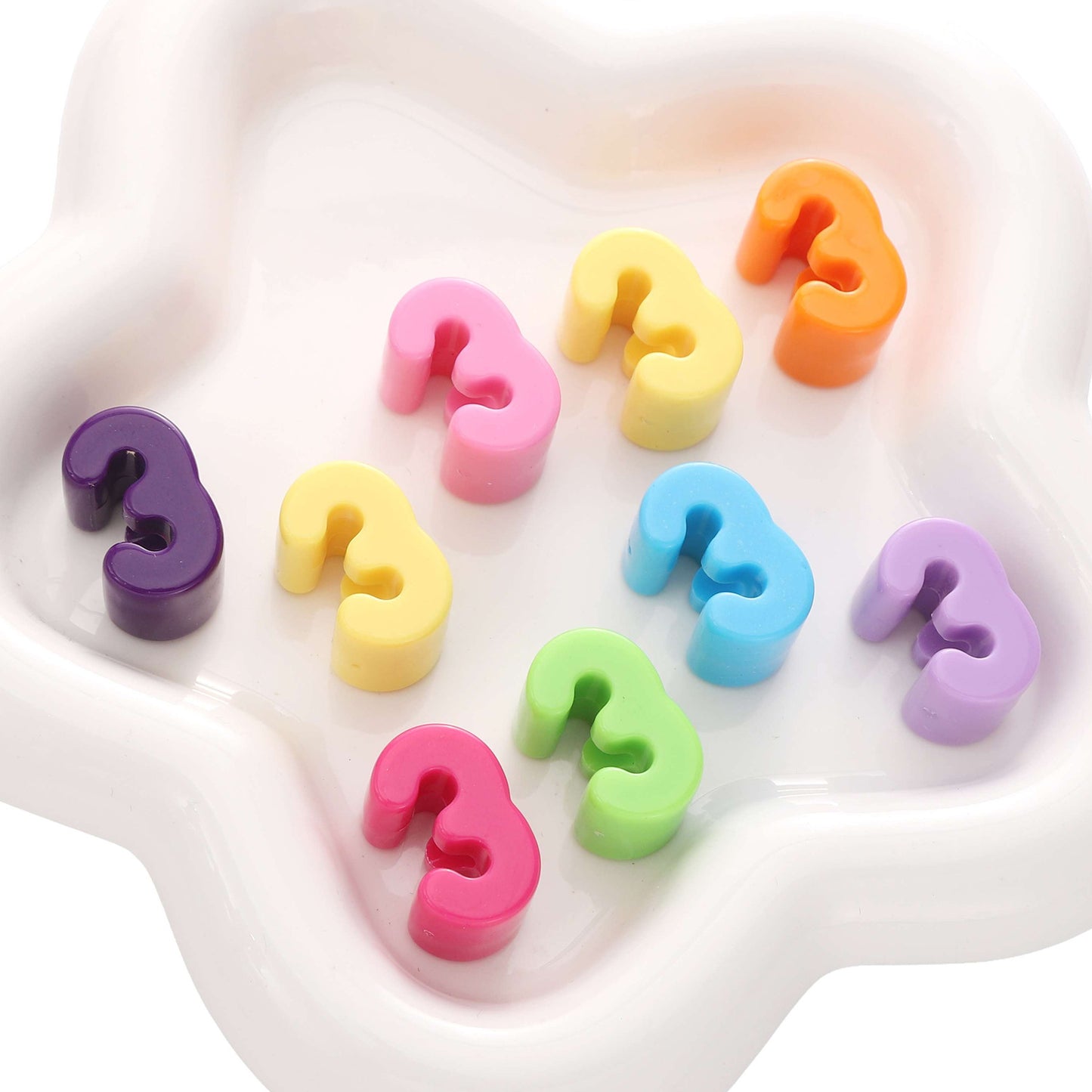 10pcs acrylic large hole Arabic numeral beads - 0 to 9