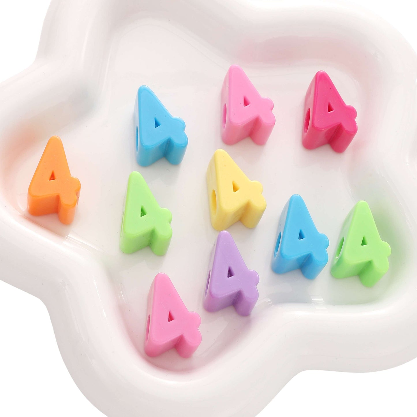 10pcs acrylic large hole Arabic numeral beads - 0 to 9