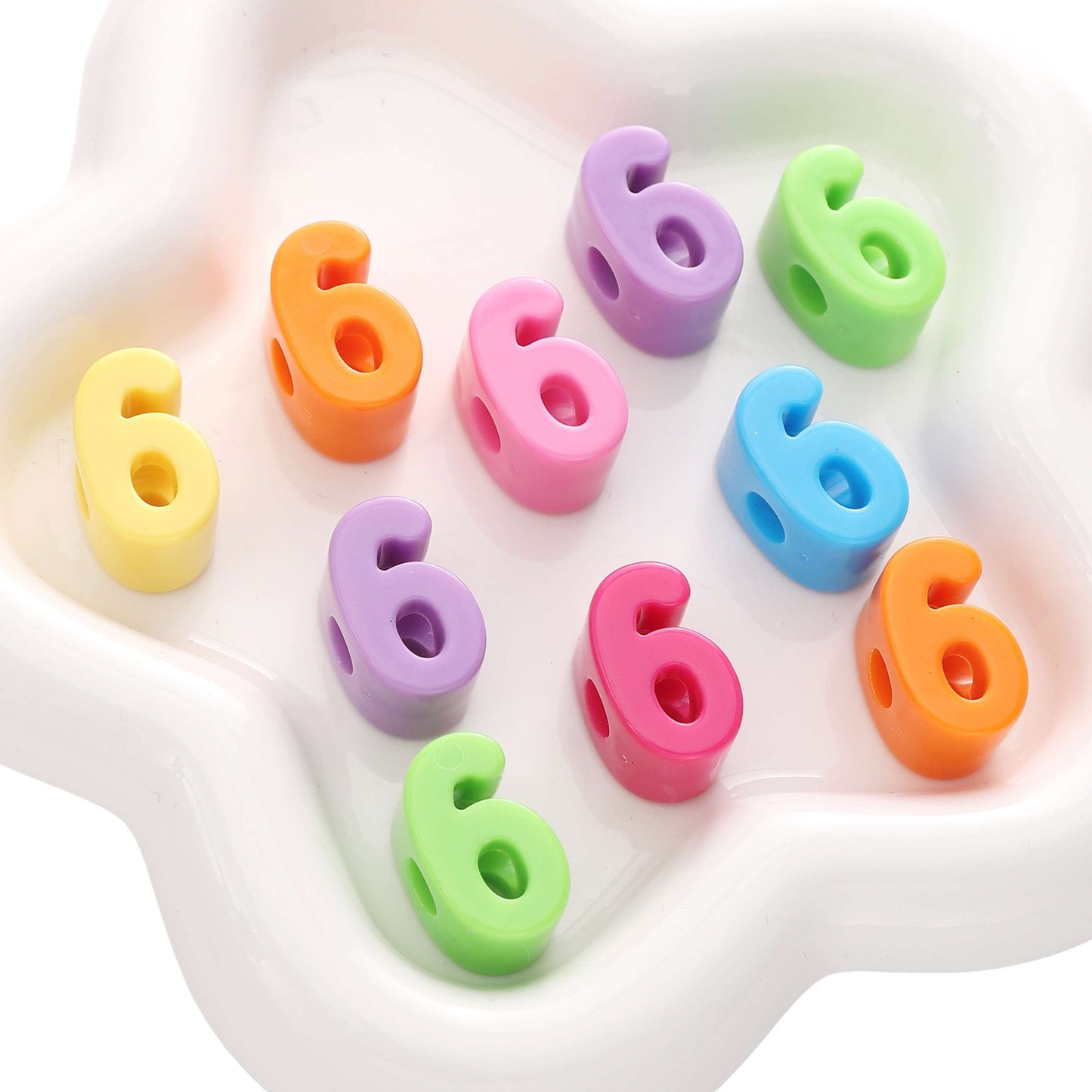 10pcs acrylic large hole Arabic numeral beads - 0 to 9