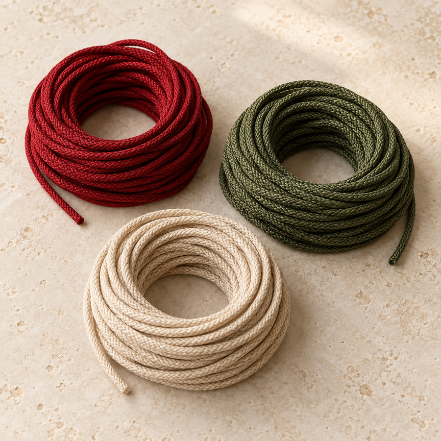 Raw knotting cord coils