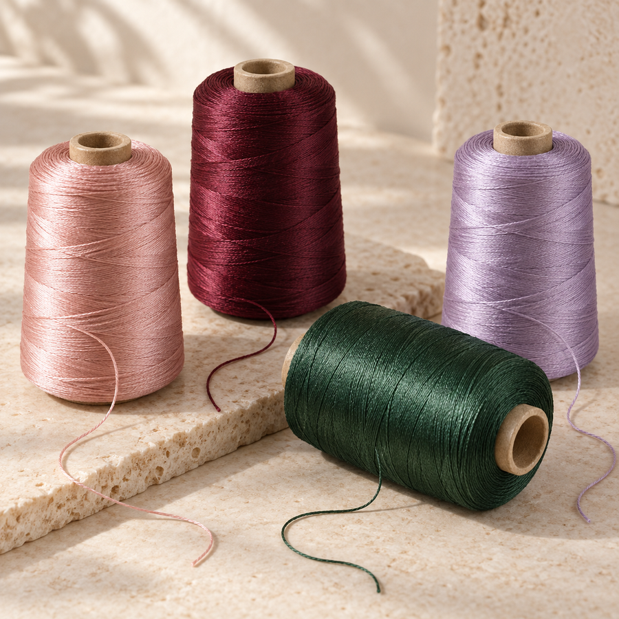 Raw rayon thread spools