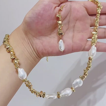Irregular shaped gravel beads electroplated gold loose beads